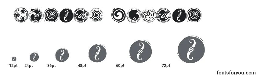 Размеры шрифта SpiralsRegular