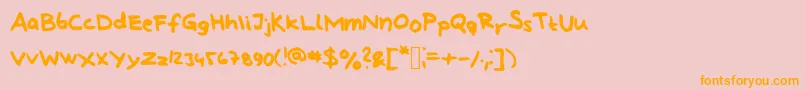 フォントLindbergHandAndSymbols – オレンジの文字がピンクの背景にあります。