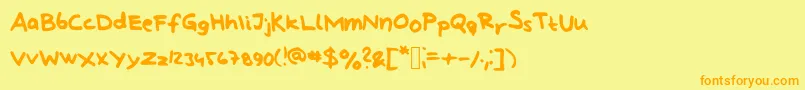 フォントLindbergHandAndSymbols – オレンジの文字が黄色の背景にあります。