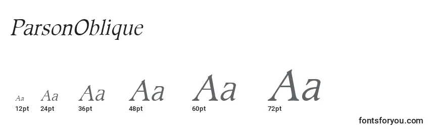 Размеры шрифта ParsonOblique