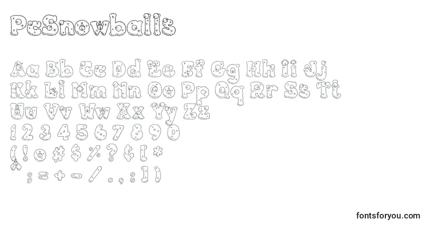 Schriftart PcSnowballs – Alphabet, Zahlen, spezielle Symbole