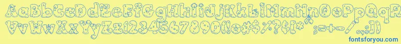 PcSnowballs Font – Blue Fonts on Yellow Background