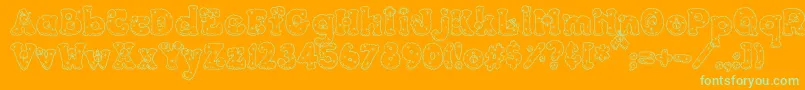 PcSnowballs-fontti – vihreät fontit oranssilla taustalla