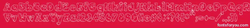 PcSnowballs-Schriftart – Weiße Schriften auf rotem Hintergrund