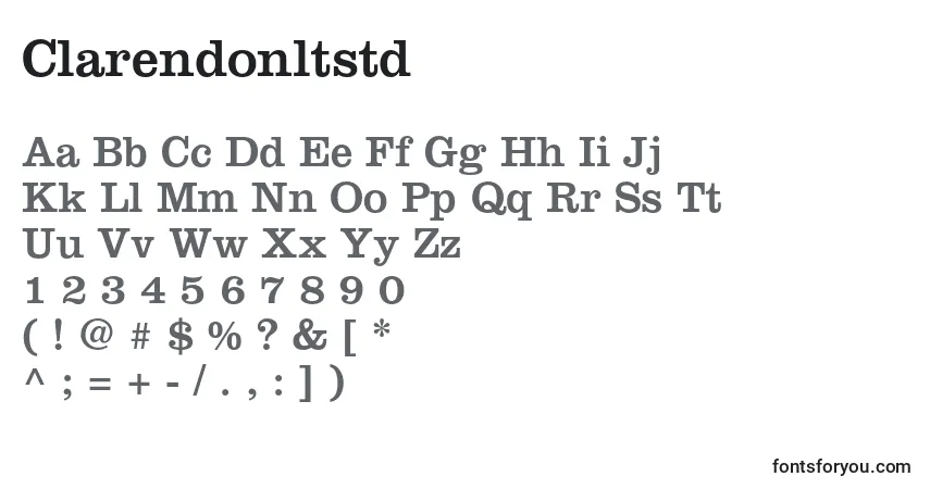 Czcionka Clarendonltstd – alfabet, cyfry, specjalne znaki