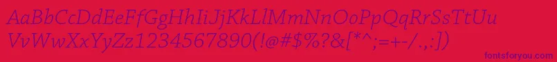 ChaparralproLightitcapt Font – Purple Fonts on Red Background