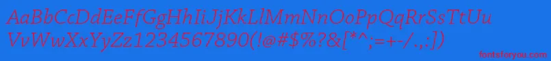 ChaparralproLightitcapt Font – Red Fonts on Blue Background