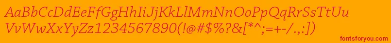 ChaparralproLightitcapt Font – Red Fonts on Orange Background