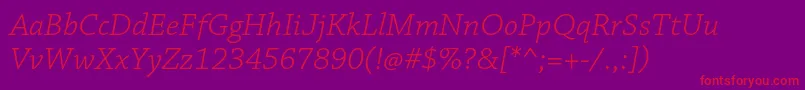 ChaparralproLightitcapt Font – Red Fonts on Purple Background