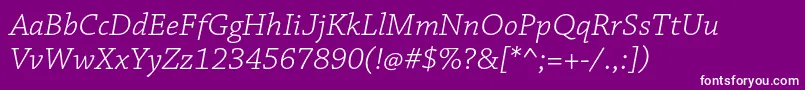 More about ChaparralproLightitcapt Font ChaparralproLightitcapt Font – White Fonts on Purple Background