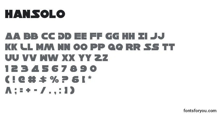 A fonte HanSolo – alfabeto, números, caracteres especiais