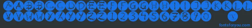 Шрифт Inkalphabetinvers – синие шрифты на чёрном фоне