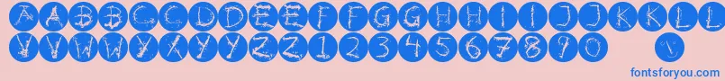 Inkalphabetinvers-Schriftart – Blaue Schriften auf rosa Hintergrund