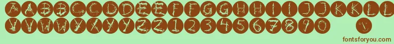 Inkalphabetinvers Font – Brown Fonts on Green Background