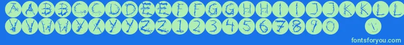 Inkalphabetinvers Font – Green Fonts on Blue Background