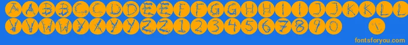 Czcionka Inkalphabetinvers – pomarańczowe czcionki na niebieskim tle
