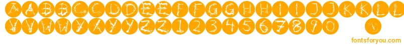 Inkalphabetinvers-Schriftart – Orangefarbene Schriften auf weißem Hintergrund