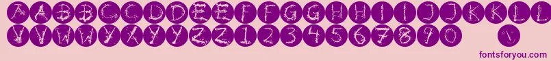 Inkalphabetinvers-Schriftart – Violette Schriften auf rosa Hintergrund