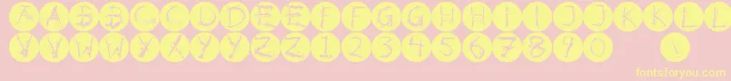 Inkalphabetinvers-fontti – keltaiset fontit vaaleanpunaisella taustalla