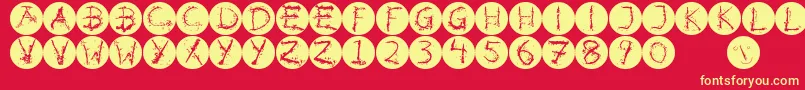 Inkalphabetinvers-fontti – keltaiset fontit punaisella taustalla