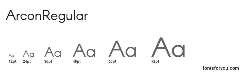 Размеры шрифта ArconRegular