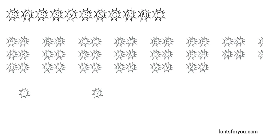 Schriftart Sassyssonne – Alphabet, Zahlen, spezielle Symbole