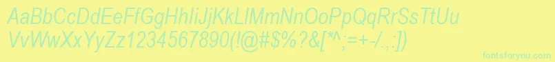 ArialNarrowItalic Font – Green Fonts on Yellow Background