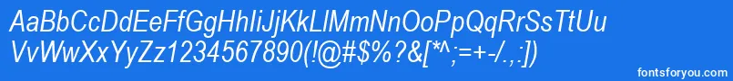ArialNarrowItalic Font – White Fonts on Blue Background