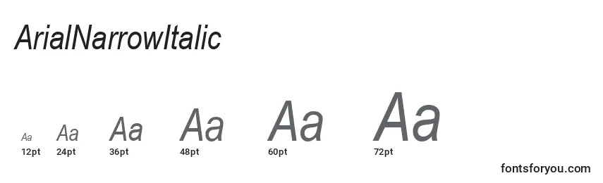 Размеры шрифта ArialNarrowItalic
