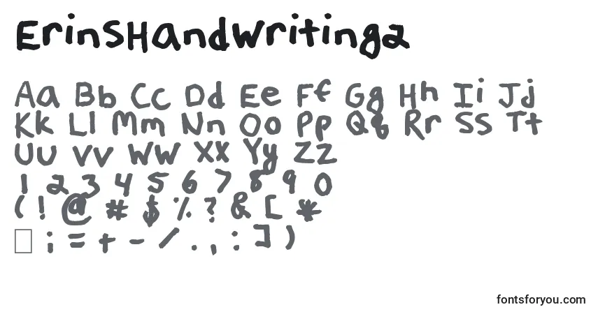 Czcionka ErinsHandwriting2 – alfabet, cyfry, specjalne znaki
