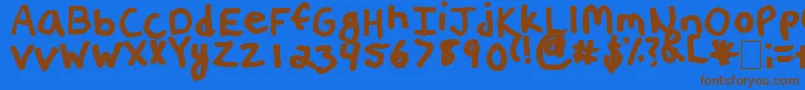 フォントErinsHandwriting2 – 茶色の文字が青い背景にあります。