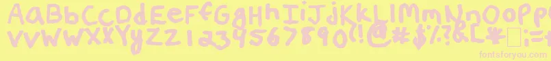 Czcionka ErinsHandwriting2 – różowe czcionki na żółtym tle
