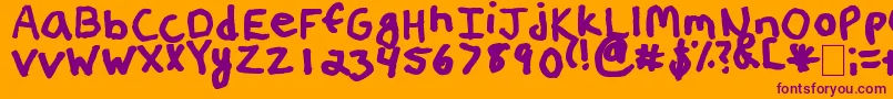 Шрифт ErinsHandwriting2 – фиолетовые шрифты на оранжевом фоне