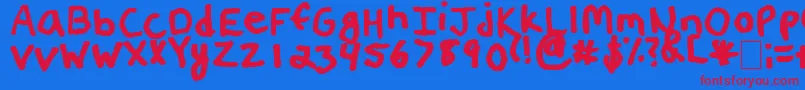 フォントErinsHandwriting2 – 赤い文字の青い背景