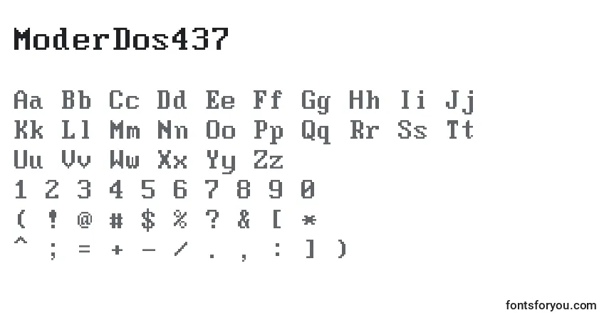 A fonte ModerDos437 – alfabeto, números, caracteres especiais