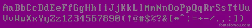 ModerDos437-fontti – harmaat kirjasimet violetilla taustalla