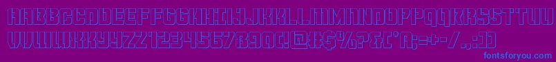 Thundertrooperout-Schriftart – Blaue Schriften auf violettem Hintergrund