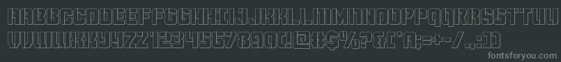 Thundertrooperout-fontti – harmaat kirjasimet mustalla taustalla