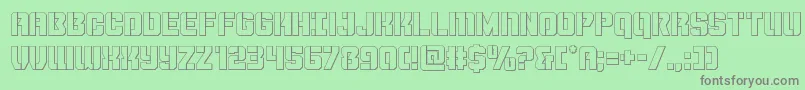 Thundertrooperout-fontti – harmaat kirjasimet vihreällä taustalla