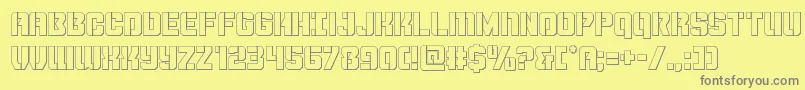 Thundertrooperout-fontti – harmaat kirjasimet keltaisella taustalla
