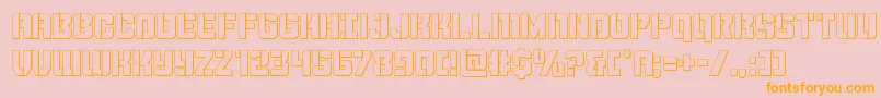 フォントThundertrooperout – オレンジの文字がピンクの背景にあります。