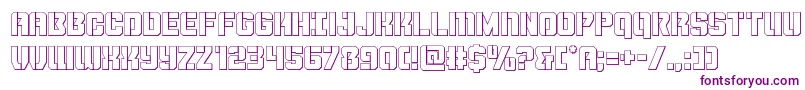 Thundertrooperout-Schriftart – Violette Schriften auf weißem Hintergrund