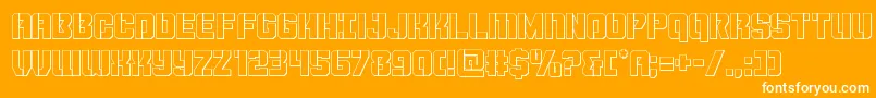 Thundertrooperout-fontti – valkoiset fontit oranssilla taustalla
