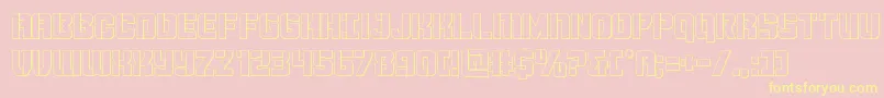 Thundertrooperout-fontti – keltaiset fontit vaaleanpunaisella taustalla
