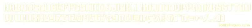 Thundertrooperout-Schriftart – Gelbe Schriften auf weißem Hintergrund