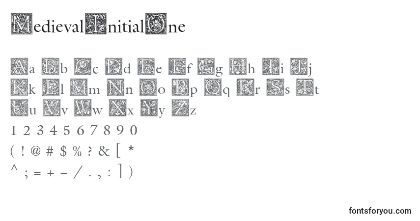 Fuente MedievalInitialOne - alfabeto, números, caracteres especiales
