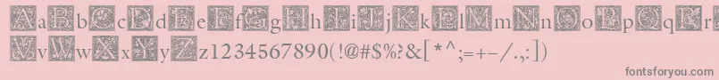 MedievalInitialOne-Schriftart – Graue Schriften auf rosa Hintergrund