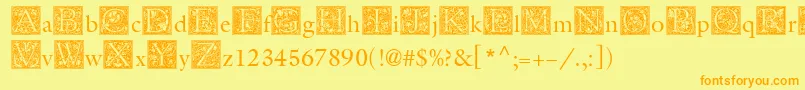 Fonte MedievalInitialOne – fontes laranjas em um fundo amarelo