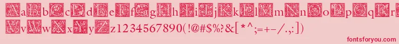 MedievalInitialOne Font – Red Fonts on Pink Background