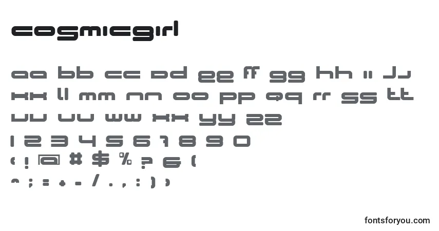 Czcionka CosmicGirl – alfabet, cyfry, specjalne znaki